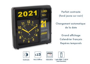 Date clock with shutter – black - AIC International