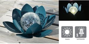 Déco lumineuse Solaire Lotus – Bleu - AIC International
