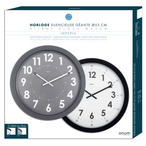 Horloge géante quartz silencieux Ø54 cm – Gris