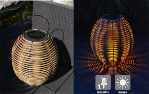 Rattan solar lantern – Alicia Ø29cm - AIC International