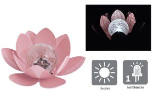 Déco lumineuse Solaire Lotus – Rose poudré - AIC International
