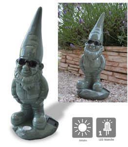 Antonio Solar Garden Gnome Cedar Grey H43cm - AIC International