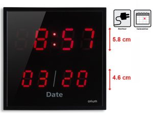 Red LED clock with date
